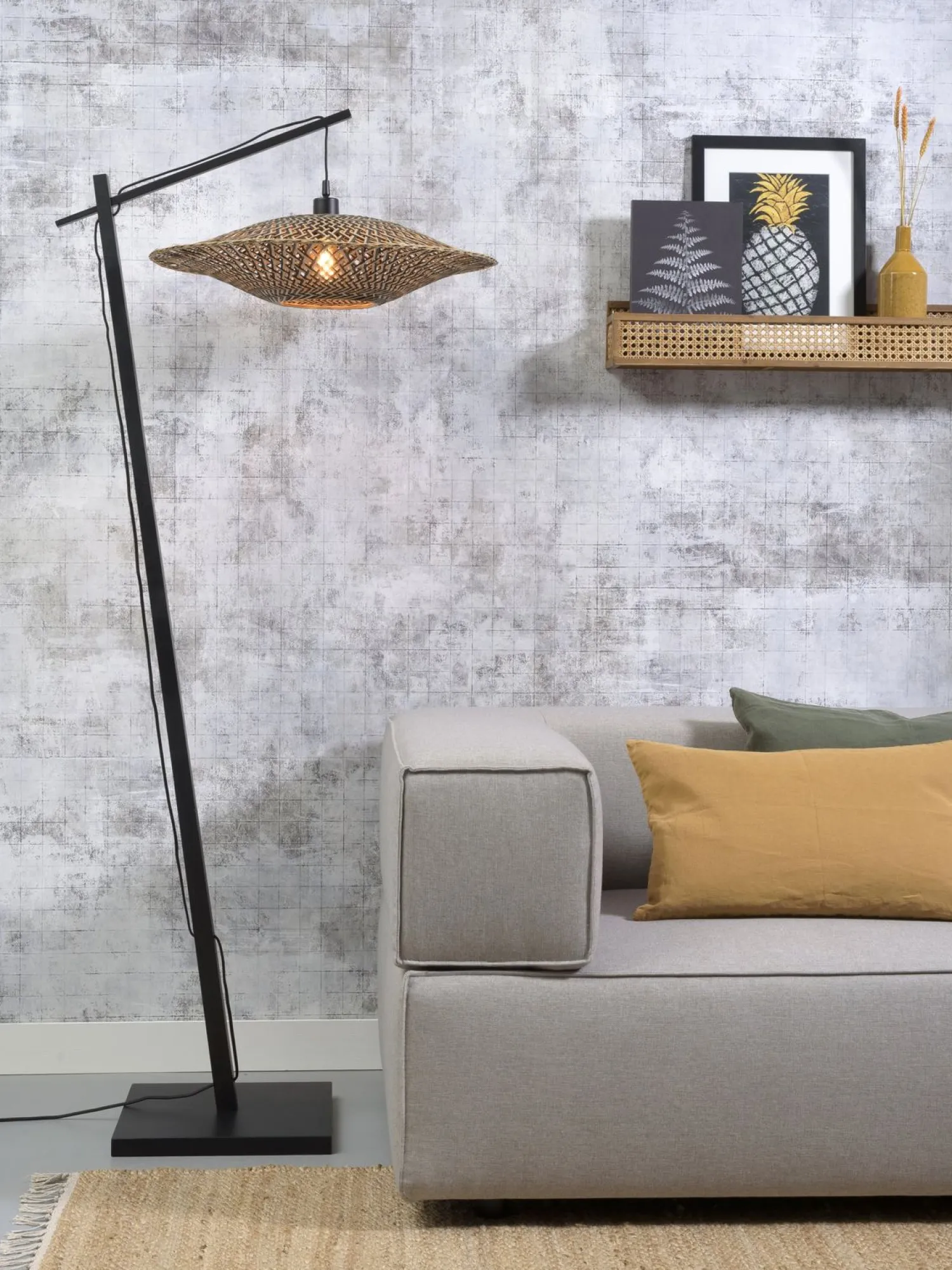Vloerlampen|Vloerlampen-Good&Mojo Bali Black Vloerlamp Natural/Black