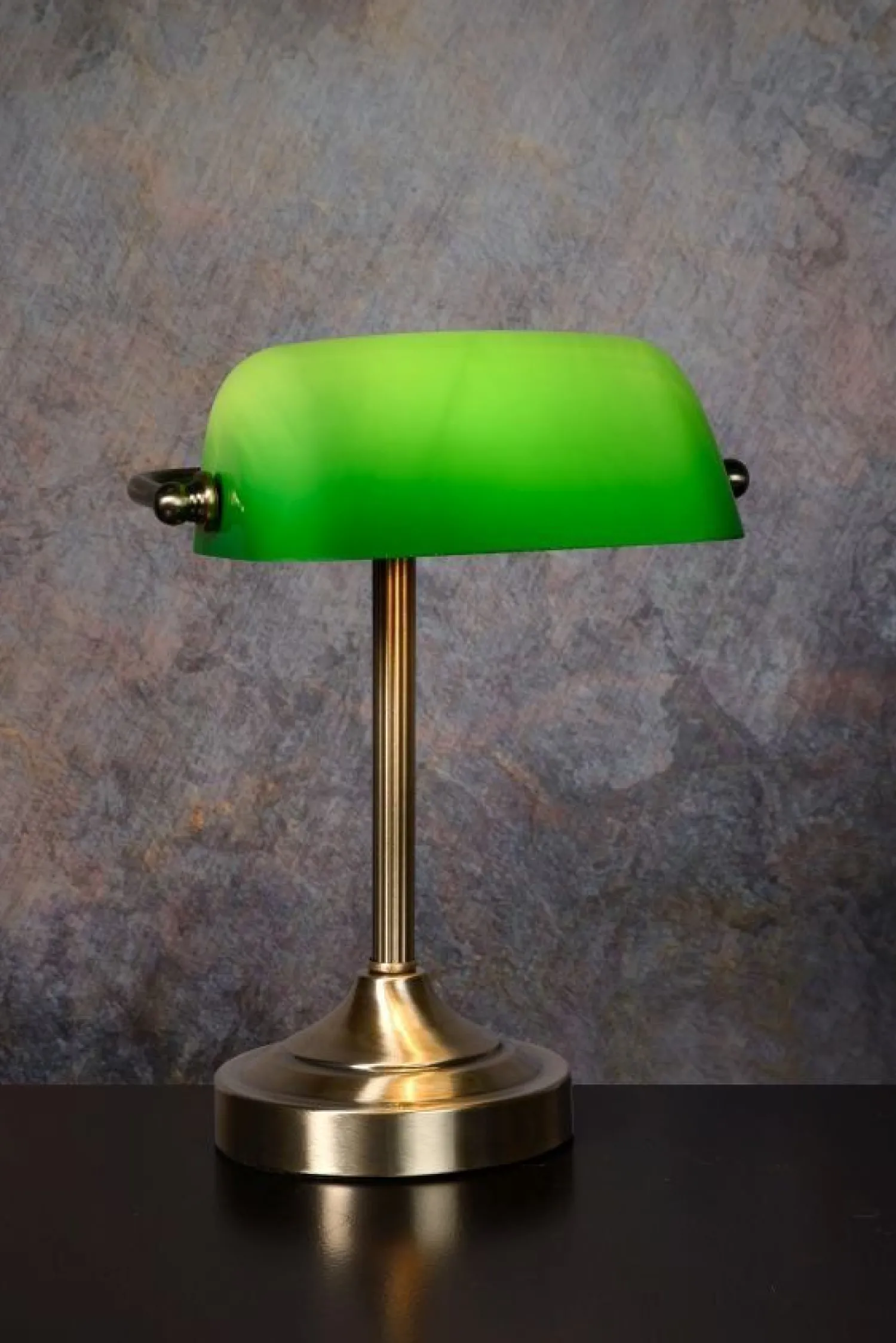 Tafellampen|Tafellampen-Lucide Banker Tafellamp Brons, Groen