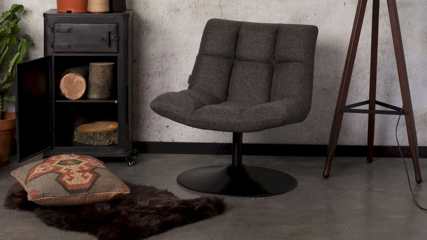 Draaifauteuils-Dutchbone Bar Fauteuil Dark Grey