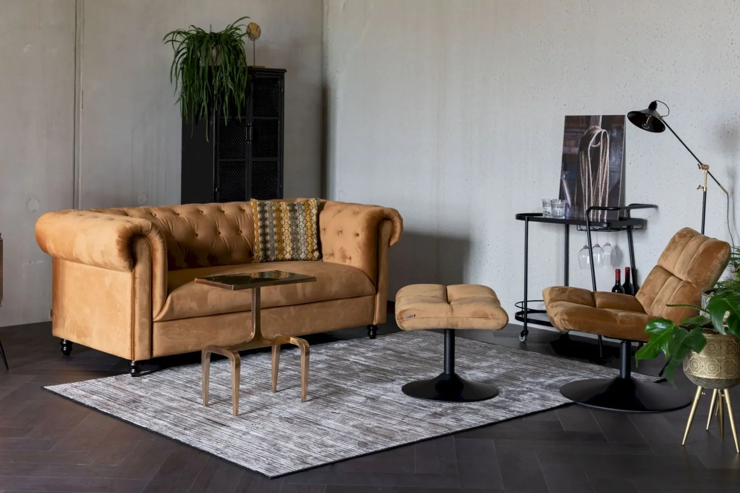 Hockers|Poefs-Dutchbone Bar Hocker Golden brown