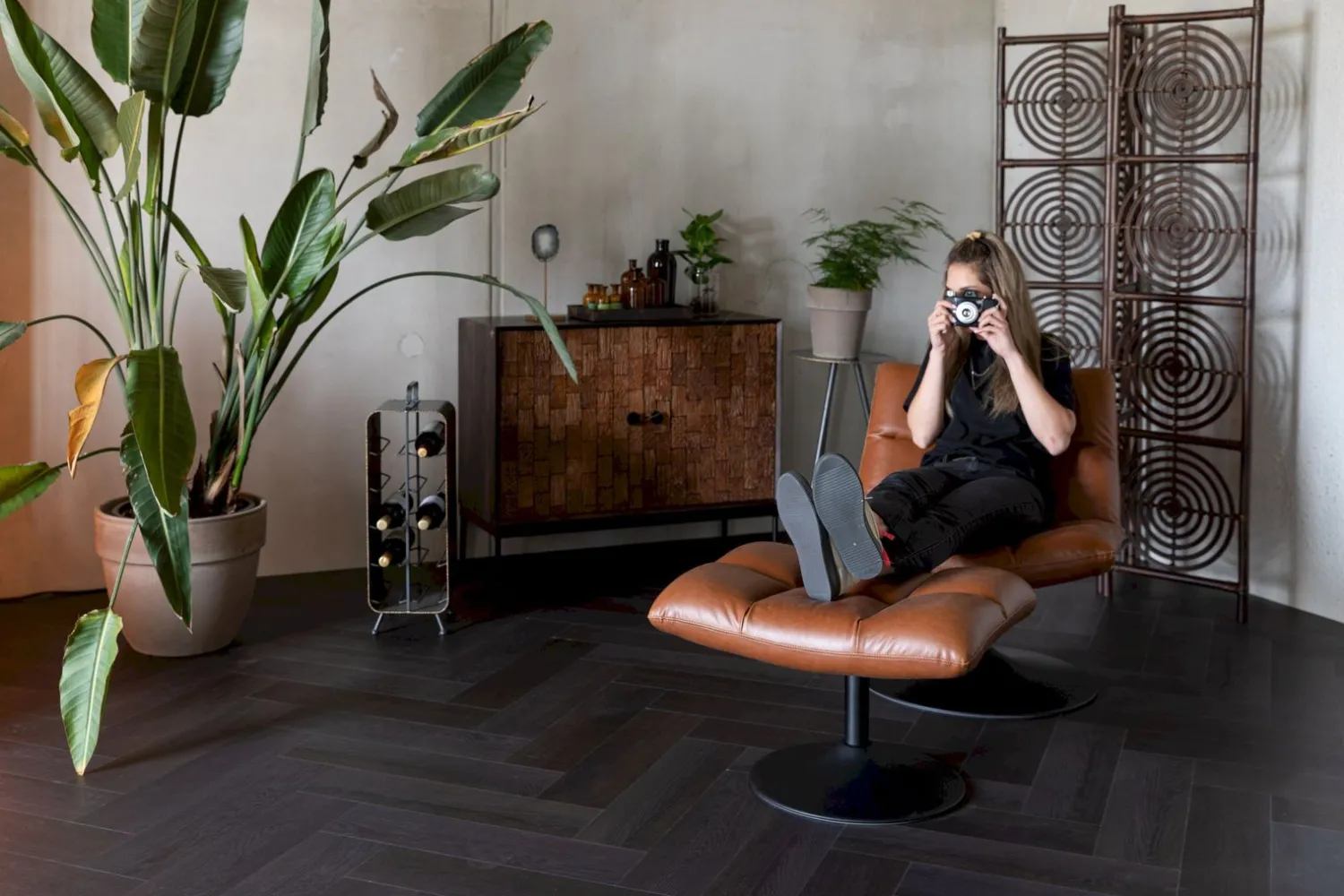 Hockers|Poefs-Dutchbone Bar Hocker Vintage Brown