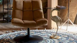 Draaifauteuils-Dutchbone Bar velvet Fauteuil Golden brown