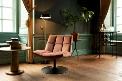 Draaifauteuils-Dutchbone Bar velvet Fauteuil Old Pink