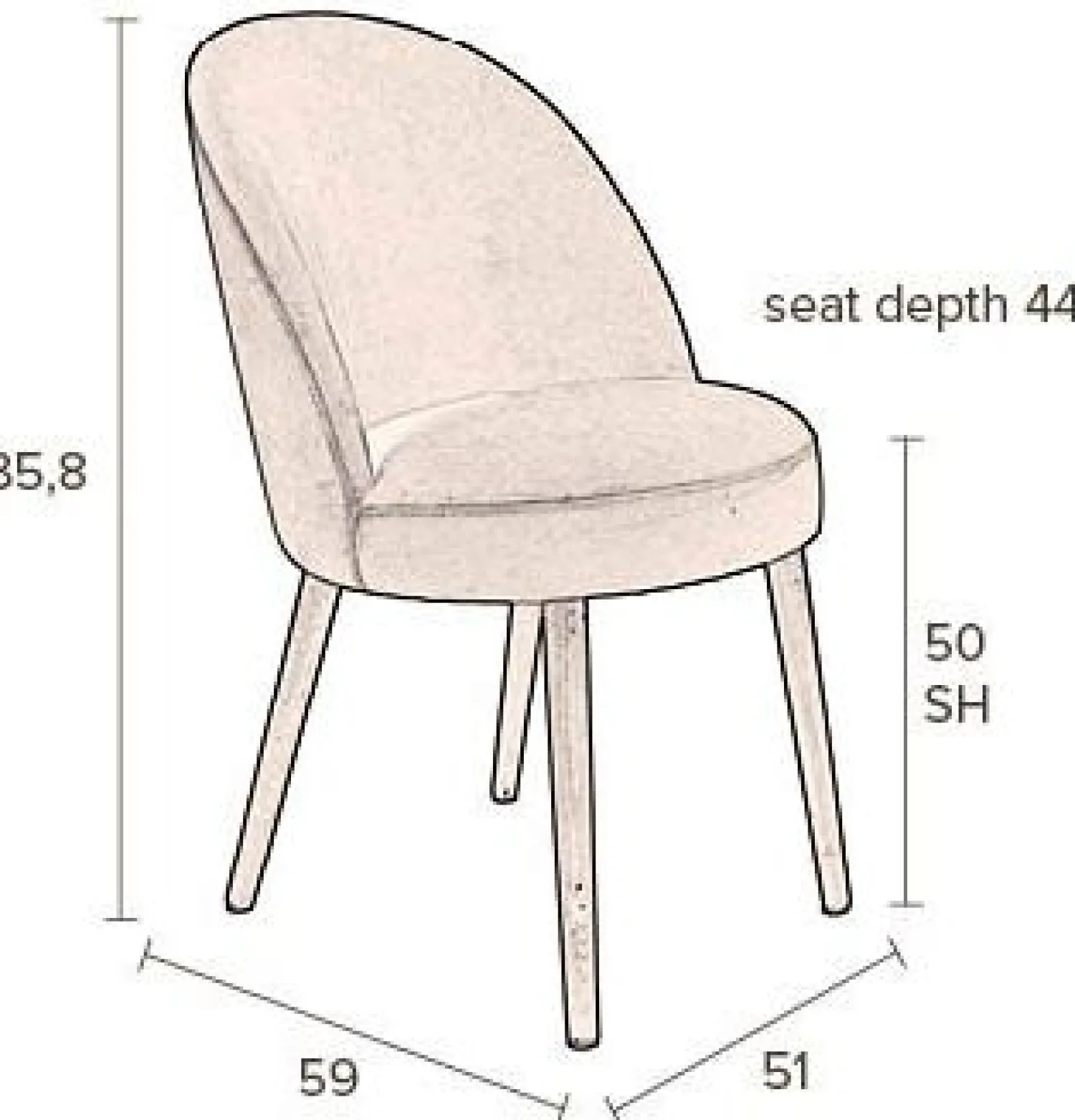 Kuipstoelen|Eetkamerstoelen Zonder Armleuning-Dutchbone Barbara Eetkamerstoel Camel