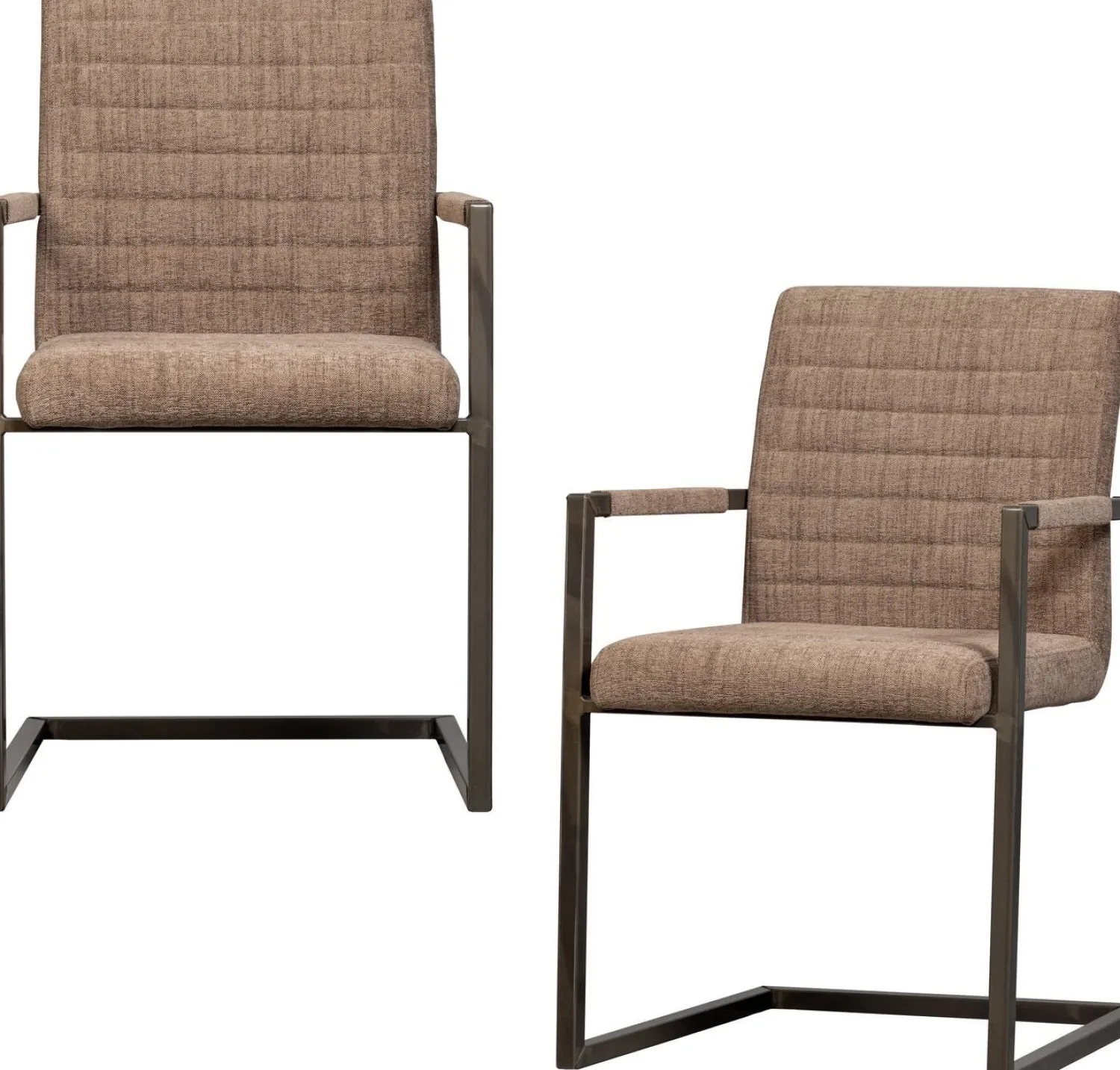 Eetkamerstoelen Met Armleuning-WOOOD Bas Armstoel Brown Melange