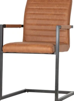 Eetkamerstoelen Met Armleuning-WOOOD Bas Eetkamerstoel cognac