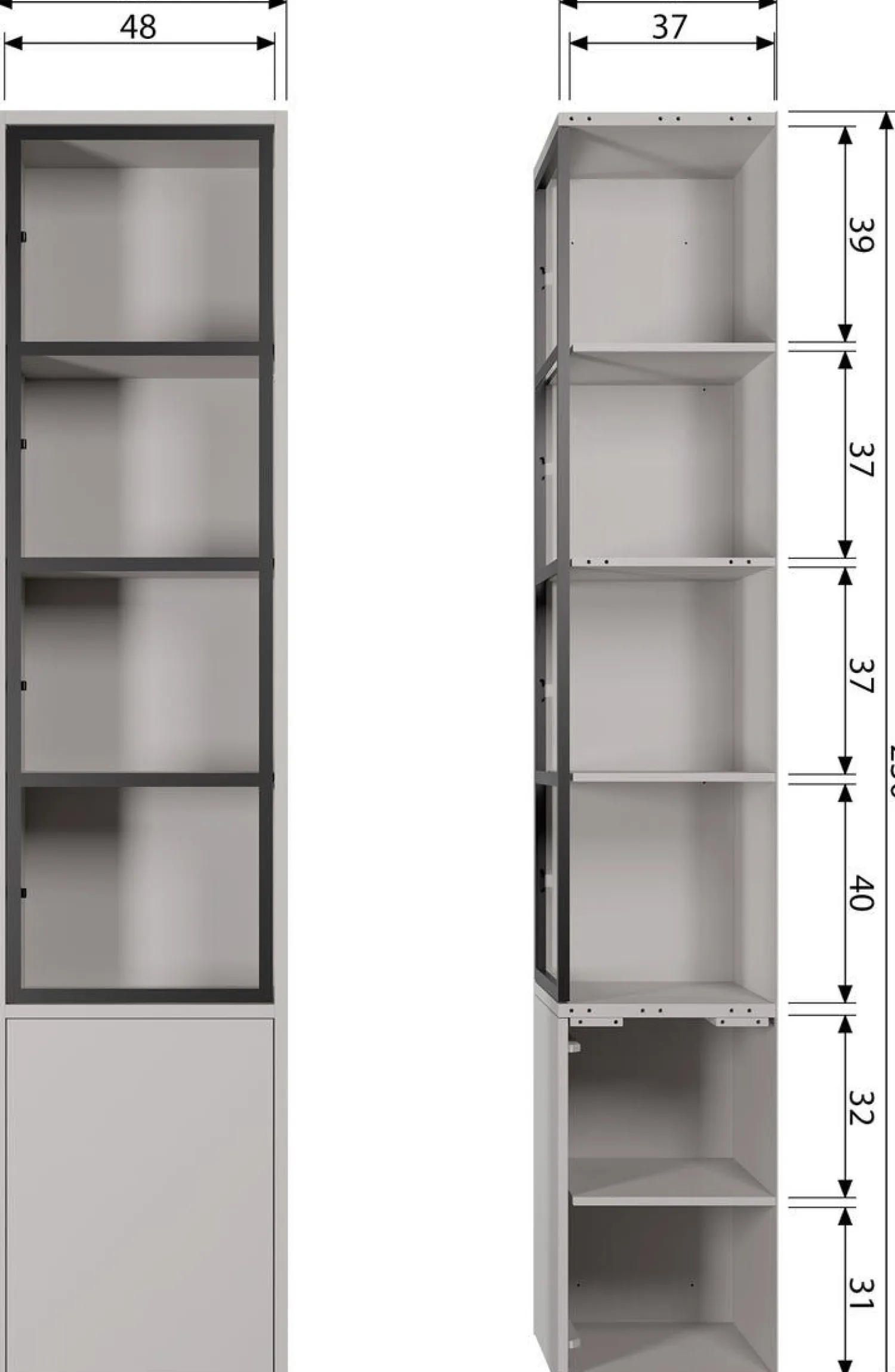 Vitrinekasten-vtwonen Basic Vitrinekast Mist