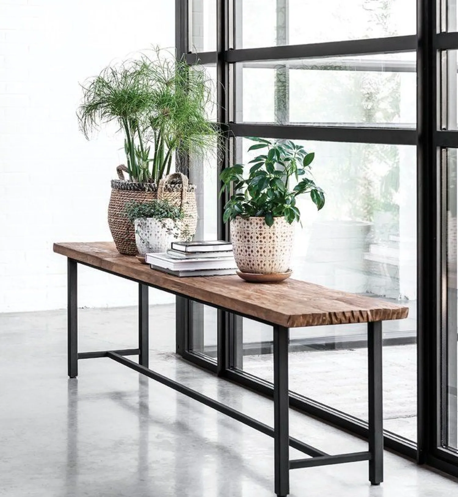 Houten Eetkamerbanken-DTP Home Beam Eetkamerbank Bruin