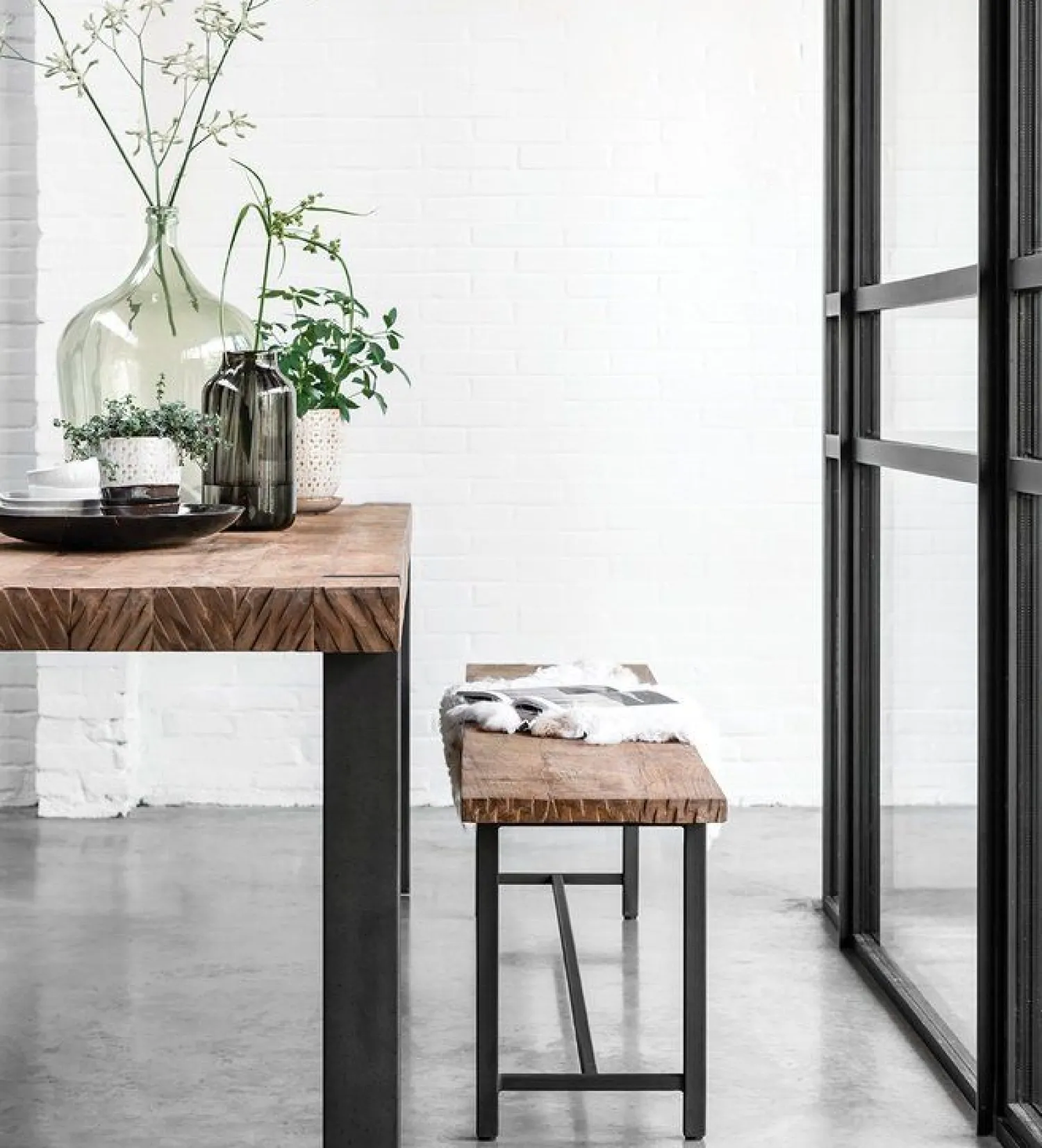 Houten Eetkamerbanken-DTP Home Beam Eetkamerbank Bruin