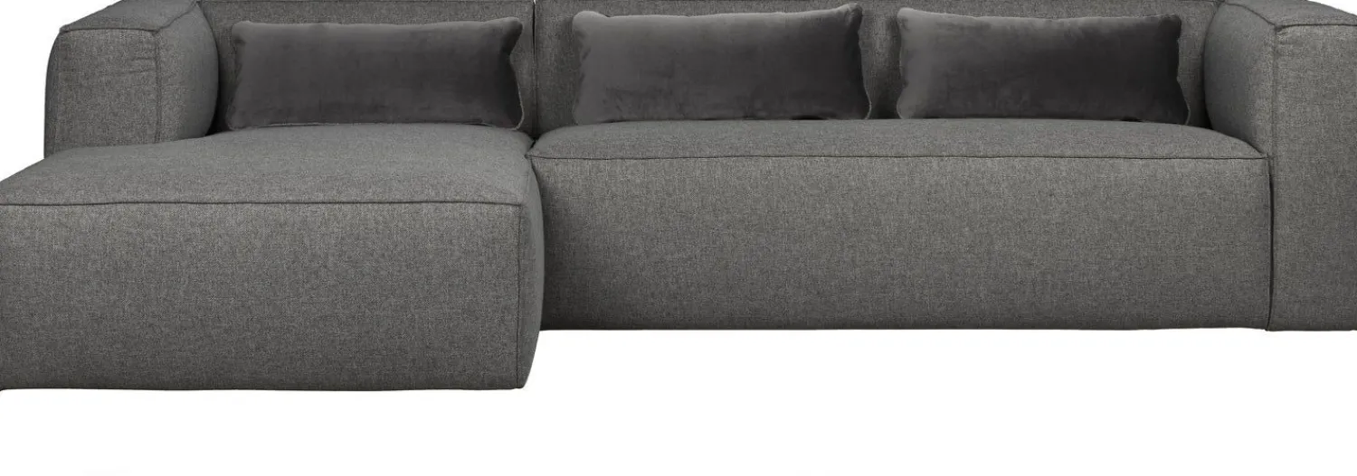 Hoekbanken-WOOOD Bean Gemeleerd Links Hoekbank Mid Grey