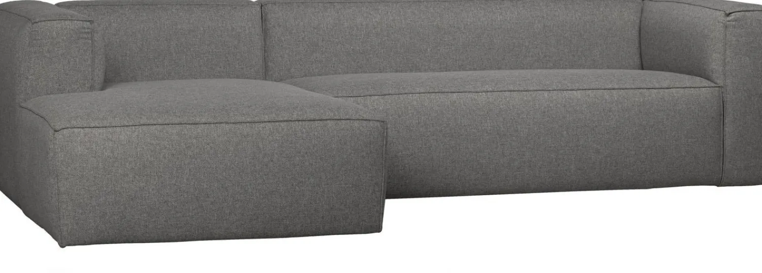 Hoekbanken-WOOOD Bean Gemeleerd Links Hoekbank Mid Grey