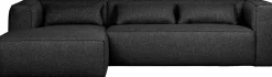 Hoekbanken-WOOOD Bean Gemeleerd Links Hoekbank Dark Grey