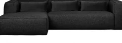 Hoekbanken-WOOOD Bean Gemeleerd Links Hoekbank Dark Grey