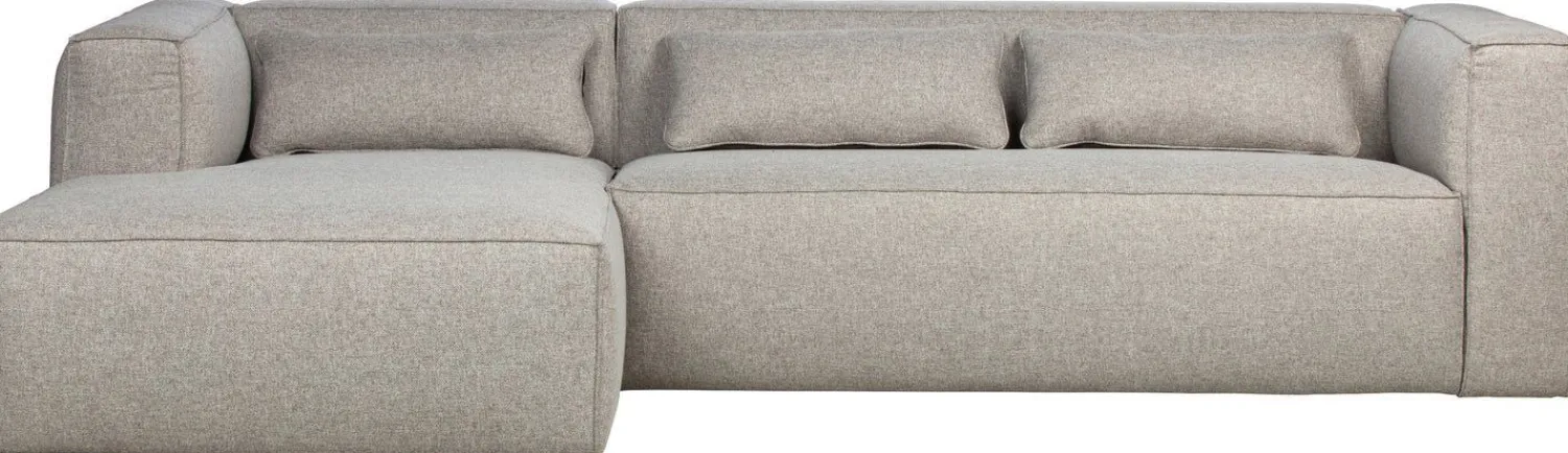 Hoekbanken-WOOOD Bean Gemeleerd Links Hoekbank Light Grey