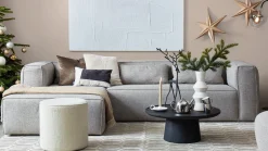 Hoekbanken-WOOOD Bean Gemeleerd Links Hoekbank Light Grey