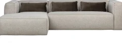 Hoekbanken-WOOOD Bean Gemeleerd Links Hoekbank Light Grey