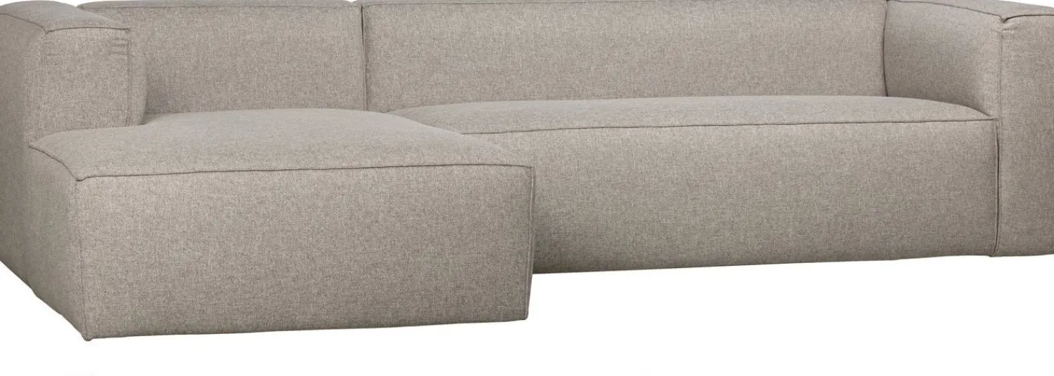 Hoekbanken-WOOOD Bean Gemeleerd Links Hoekbank Light Grey