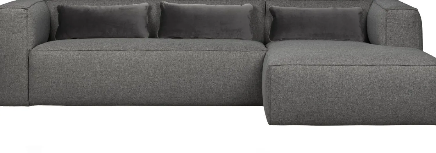 Hoekbanken-WOOOD Bean Gemeleerd Rechts Hoekbank Mid Grey