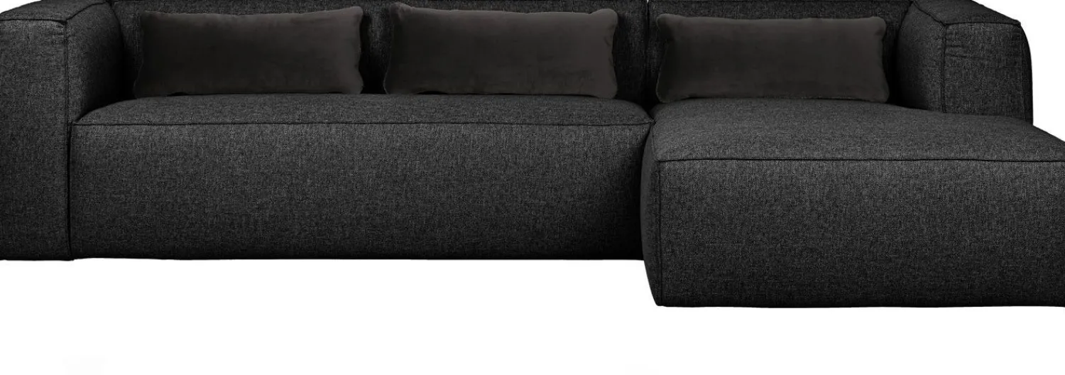 Hoekbanken-WOOOD Bean Gemeleerd Rechts Hoekbank Dark Grey