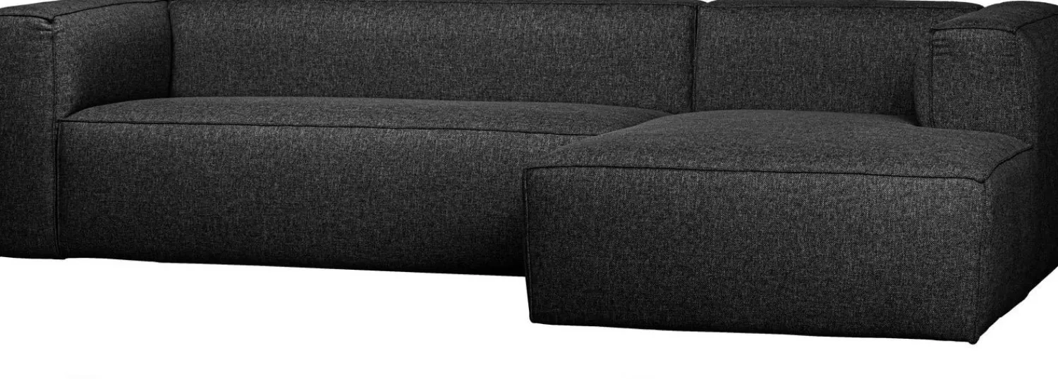Hoekbanken-WOOOD Bean Gemeleerd Rechts Hoekbank Dark Grey