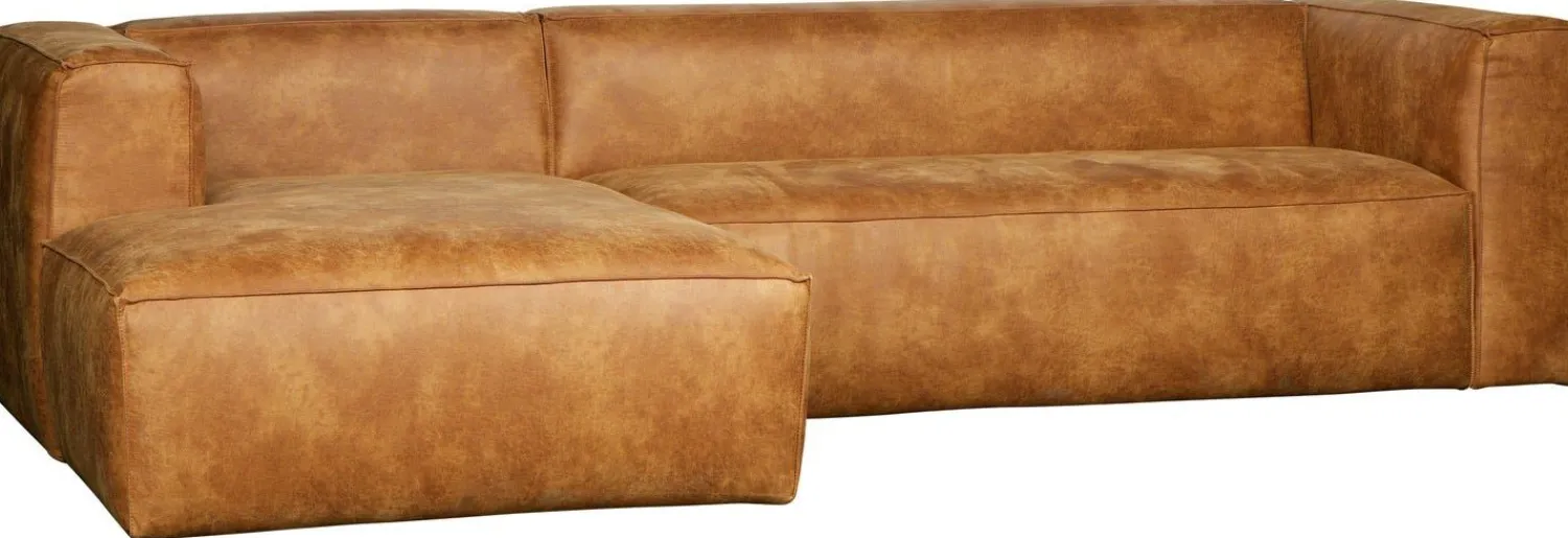 Elementenbanken|Hoekbanken-WOOOD Bean Links Hoekbank Cognac