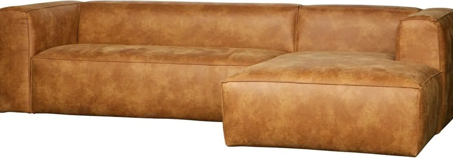 Elementenbanken|Hoekbanken-WOOOD Bean Rechts Hoekbank Cognac