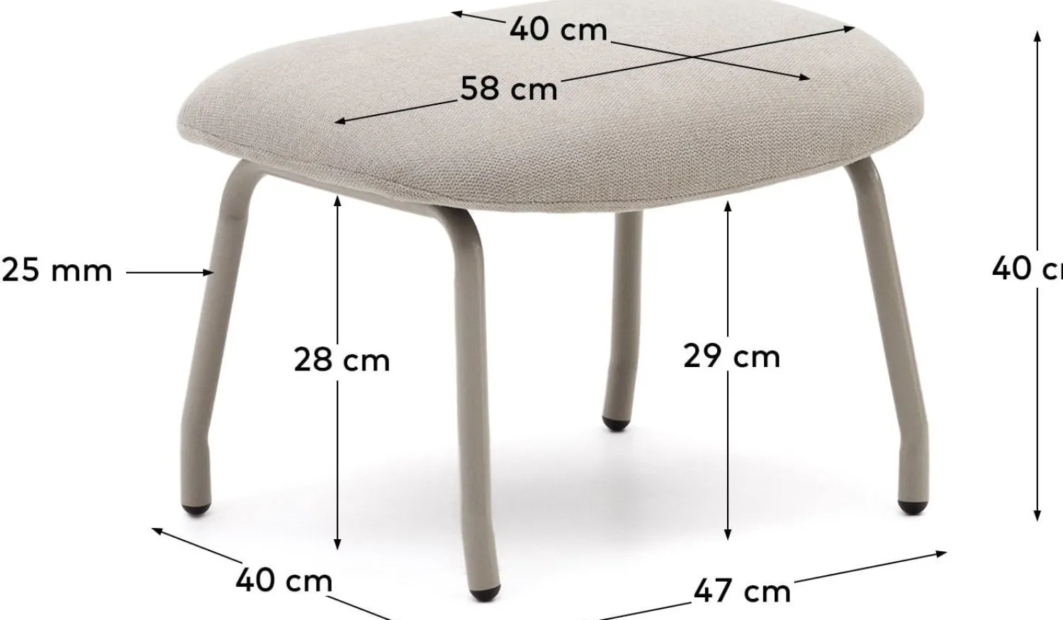 Hockers|Poefs-Kave Home Belina Hocker Beige