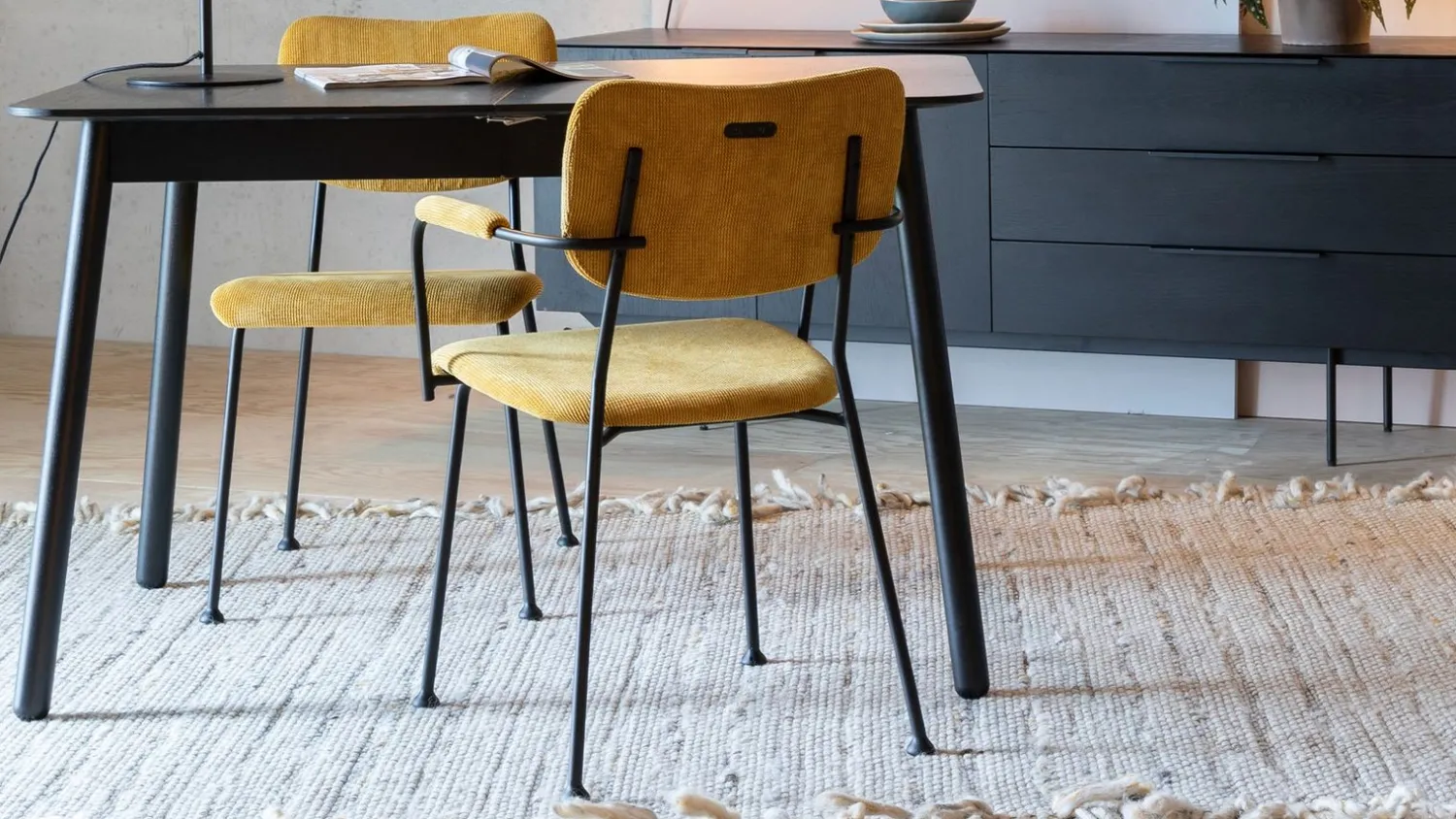 Eetkamerstoelen Zonder Armleuning-Zuiver Benson (set van 2) Eetkamerstoel Okergeel