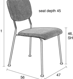 Eetkamerstoelen Zonder Armleuning-Zuiver Benson (set van 2) Eetkamerstoel Okergeel