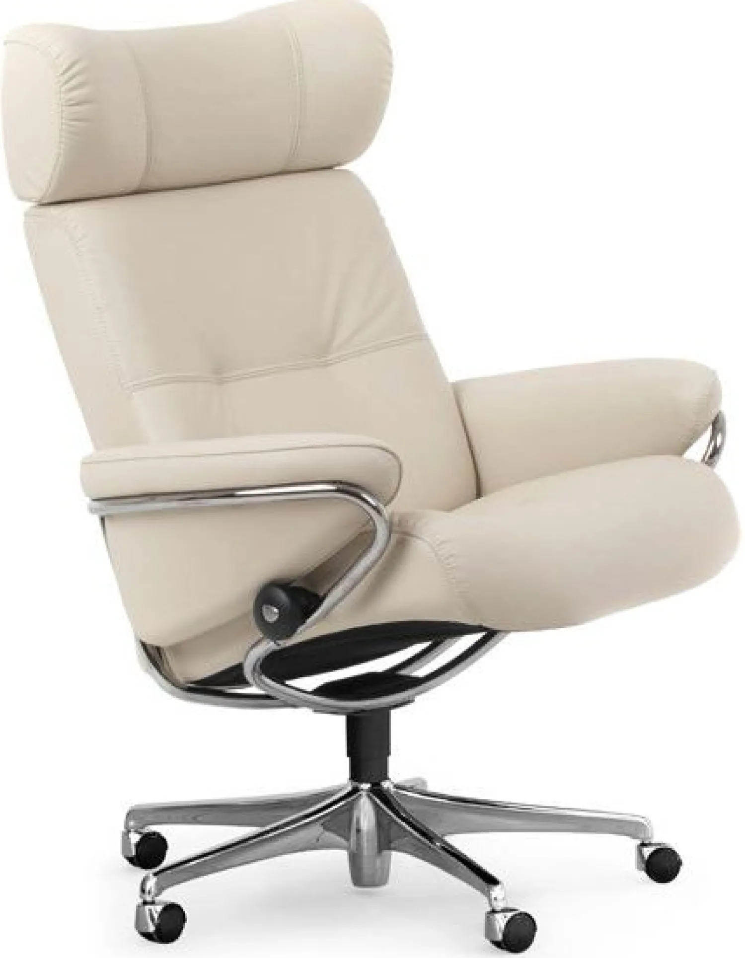 Leren Fauteuils|Relaxfauteuils-Stressless Berlin Relaxfauteuil + Hocker Latte