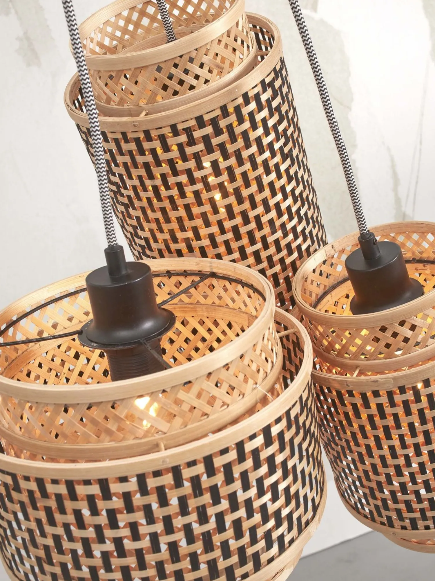 Hanglampen|Hanglampen-Good&Mojo Bhutan 3 Shades Hanglamp Natural, Black