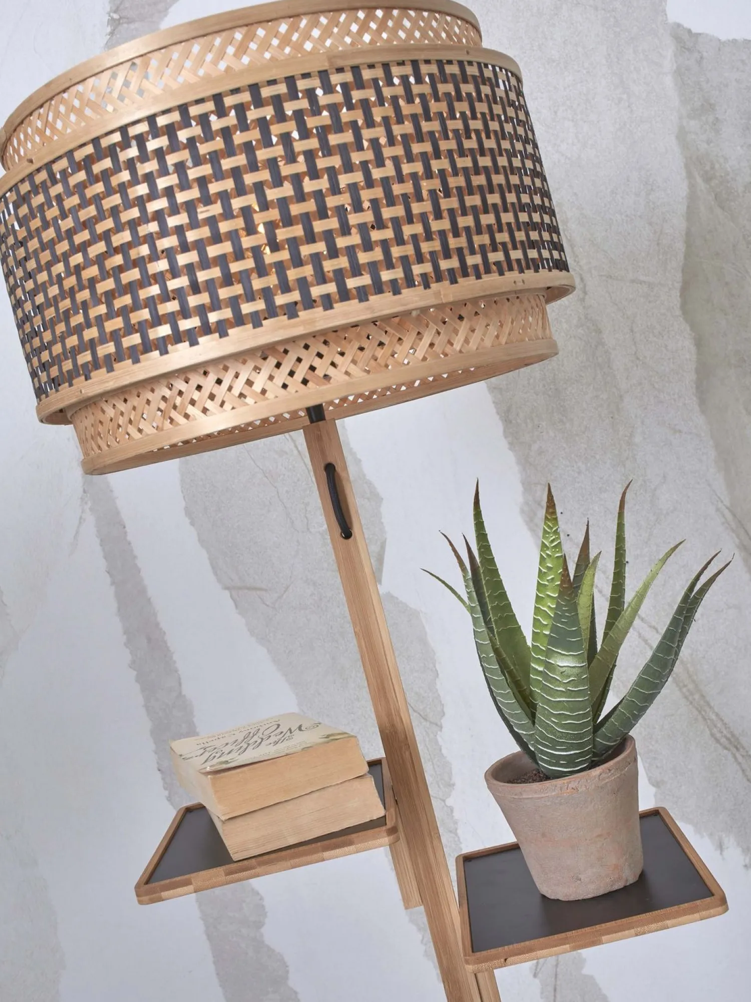 Vloerlampen|Vloerlampen-Good&Mojo Bhutan Shelves Vloerlamp Natural, Black