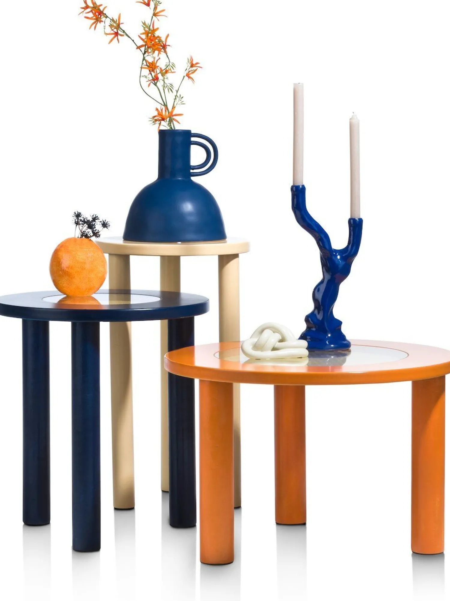 Houten Bijzettafels|Ronde Bijzettafels-COCO maison Billy Bijzettafel Blauw