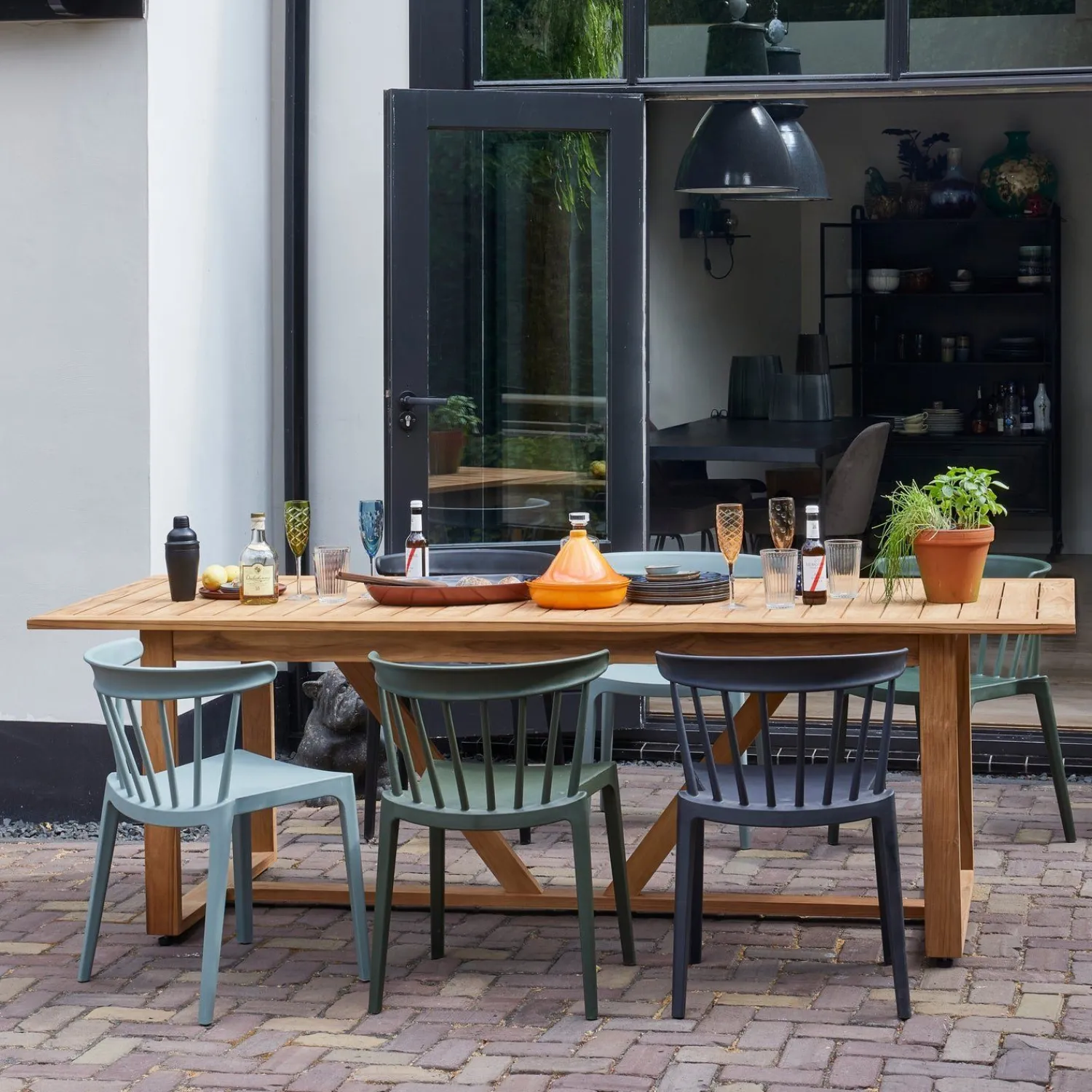 Tuinstoelen|Eetkamerstoelen Zonder Armleuning-WOOOD Bliss Tuinstoel Jade Groen