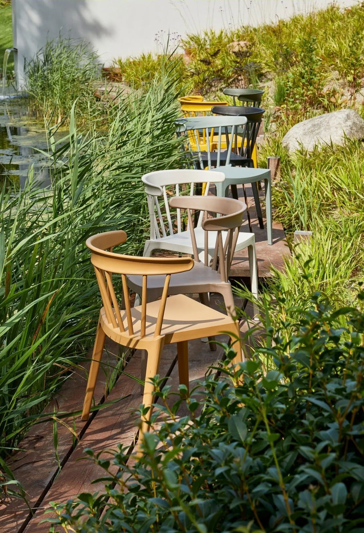 Tuinstoelen|Eetkamerstoelen Zonder Armleuning-WOOOD Bliss Tuinstoel Off White Melange