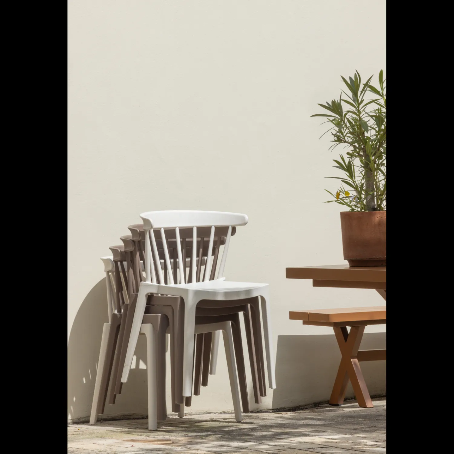 Tuinstoelen|Eetkamerstoelen Zonder Armleuning-WOOOD Bliss Tuinstoel Brown Melange