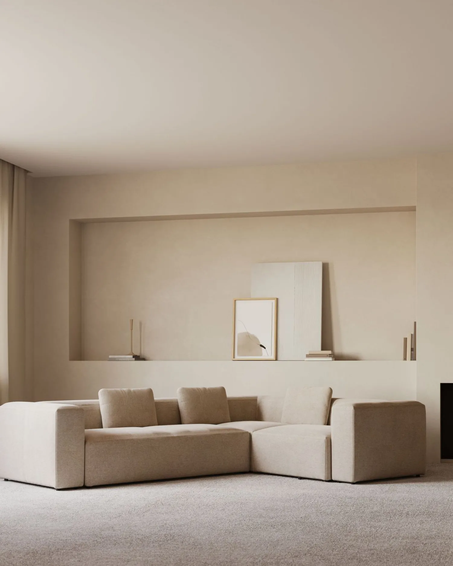 Hoekbanken-Kave Home Blok Hoekbank Beige