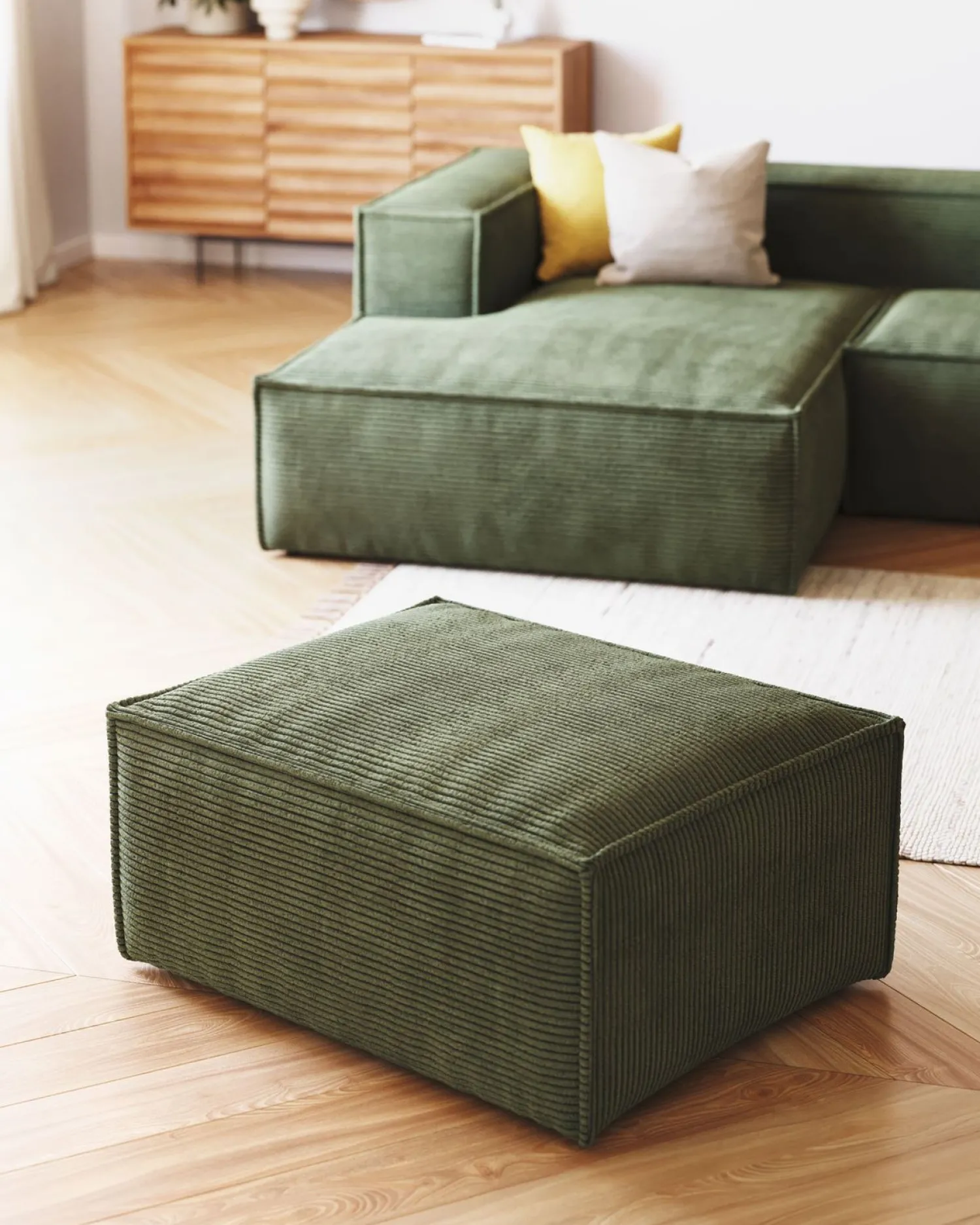 Hockers|Poefs-Kave Home Blok Voetenbank Beige