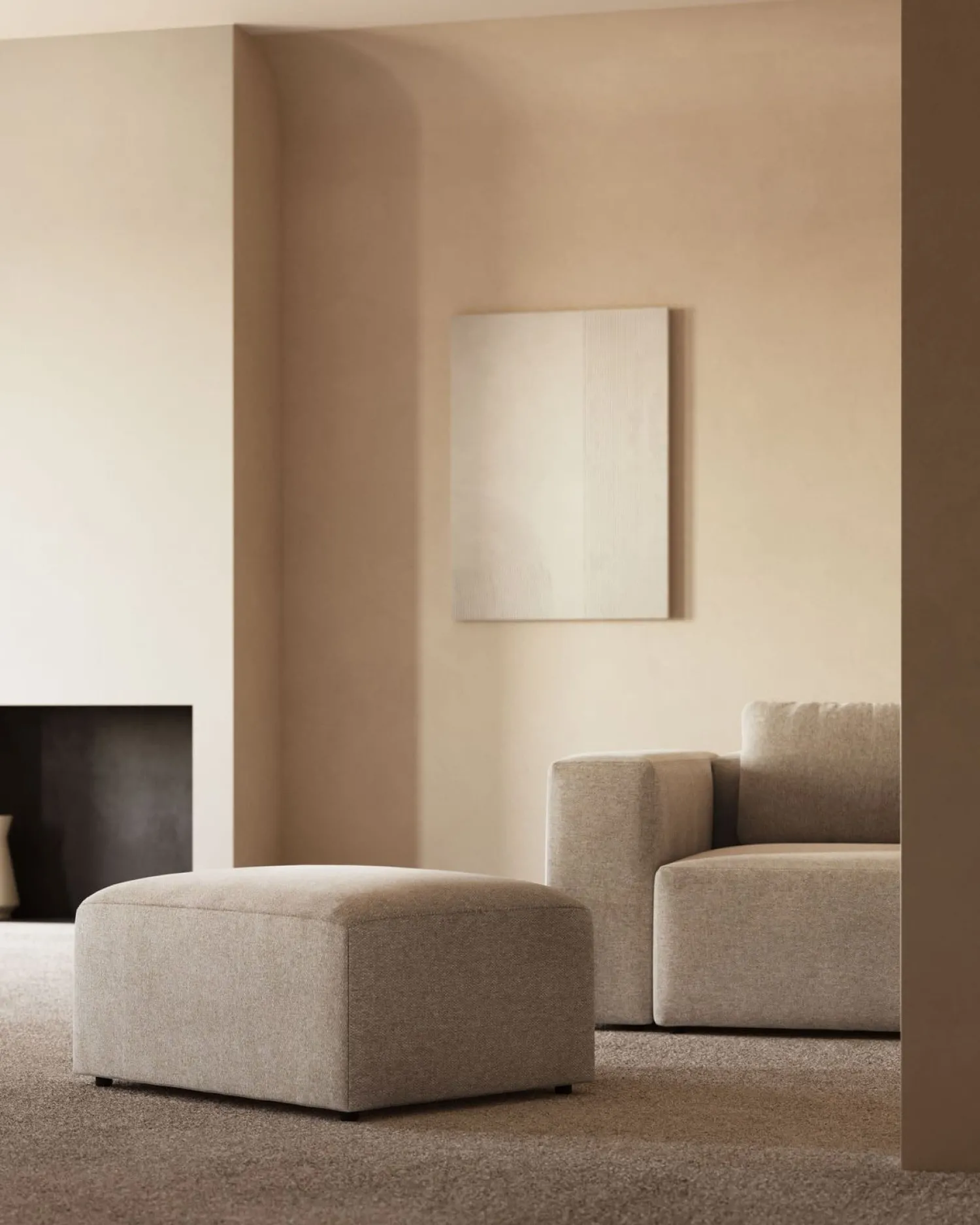 Hockers|Poefs-Kave Home Blok Voetenbank Beige