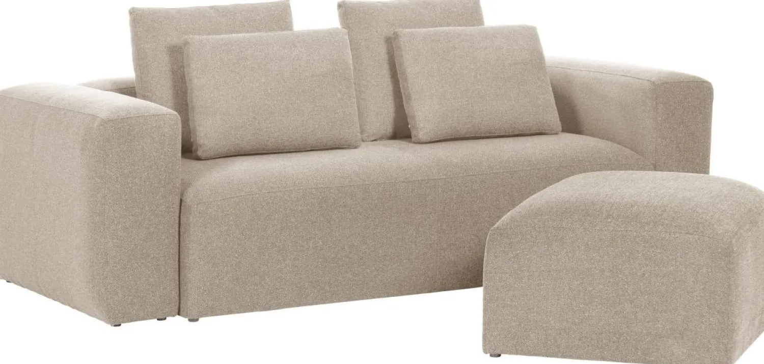 Hockers|Poefs-Kave Home Blok Voetenbank Beige