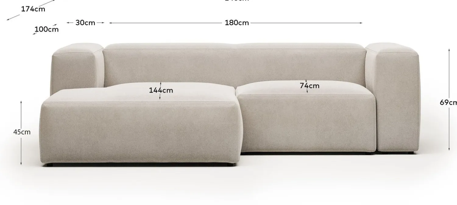 Hoekbanken-Kave Home Blok 2-Zits Hoekbank Beige