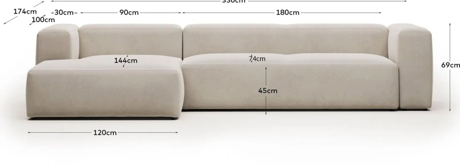 Hoekbanken-Kave Home Blok 4-Zits Hoekbank Beige