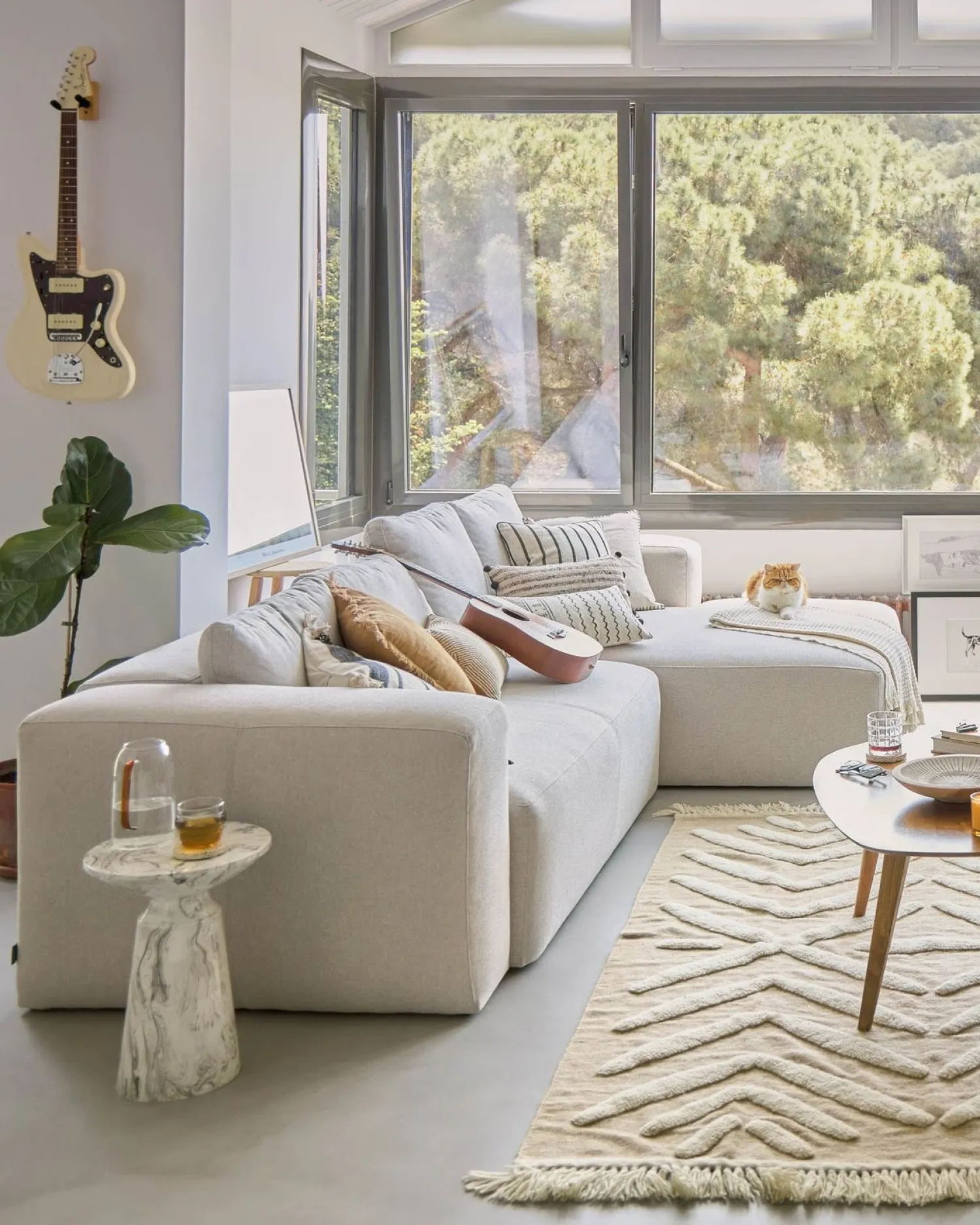 Hoekbanken-Kave Home Blok 4-Zits Hoekbank Beige