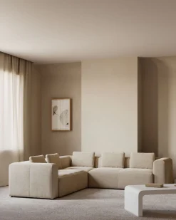 Hoekbanken-Kave Home Blok 4-Zitshoekbank Beige