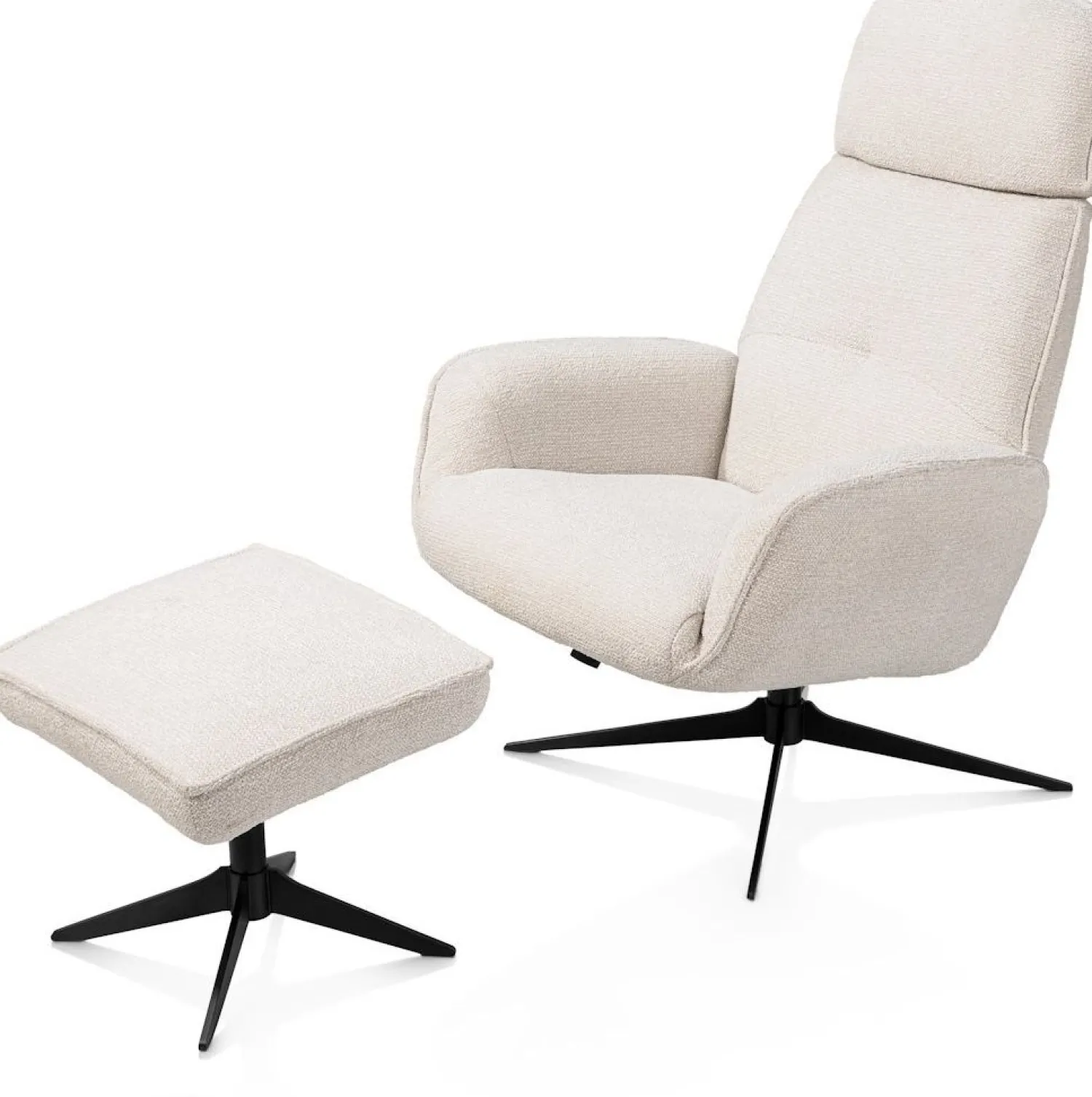 Draaifauteuils|Relaxfauteuils-XOOON Bobbian Relaxfauteuil Creme