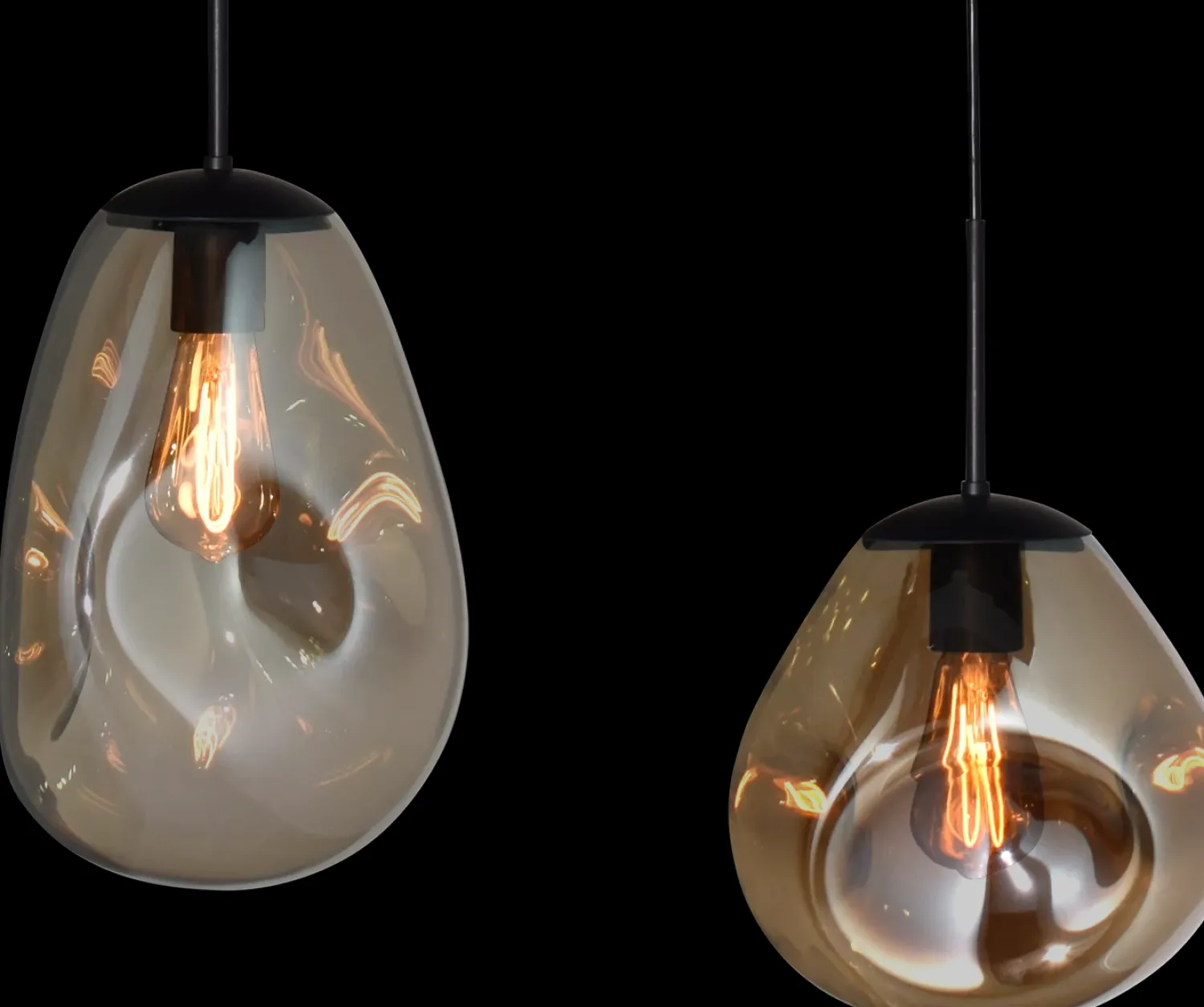Glazen Hanglampen|Glazen Hanglampen-Montèl Bold Hanglamp Matt Black, Goud