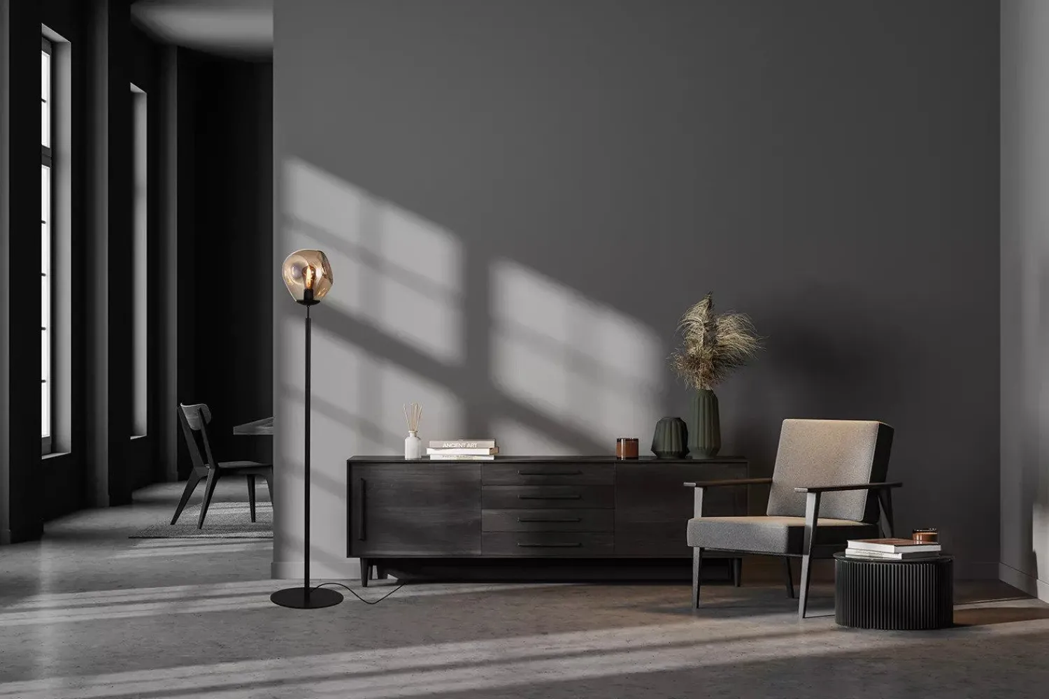 Moderne Vloerlampen|Vloerlampen-Montèl Bold Vloerlamp Matt Black