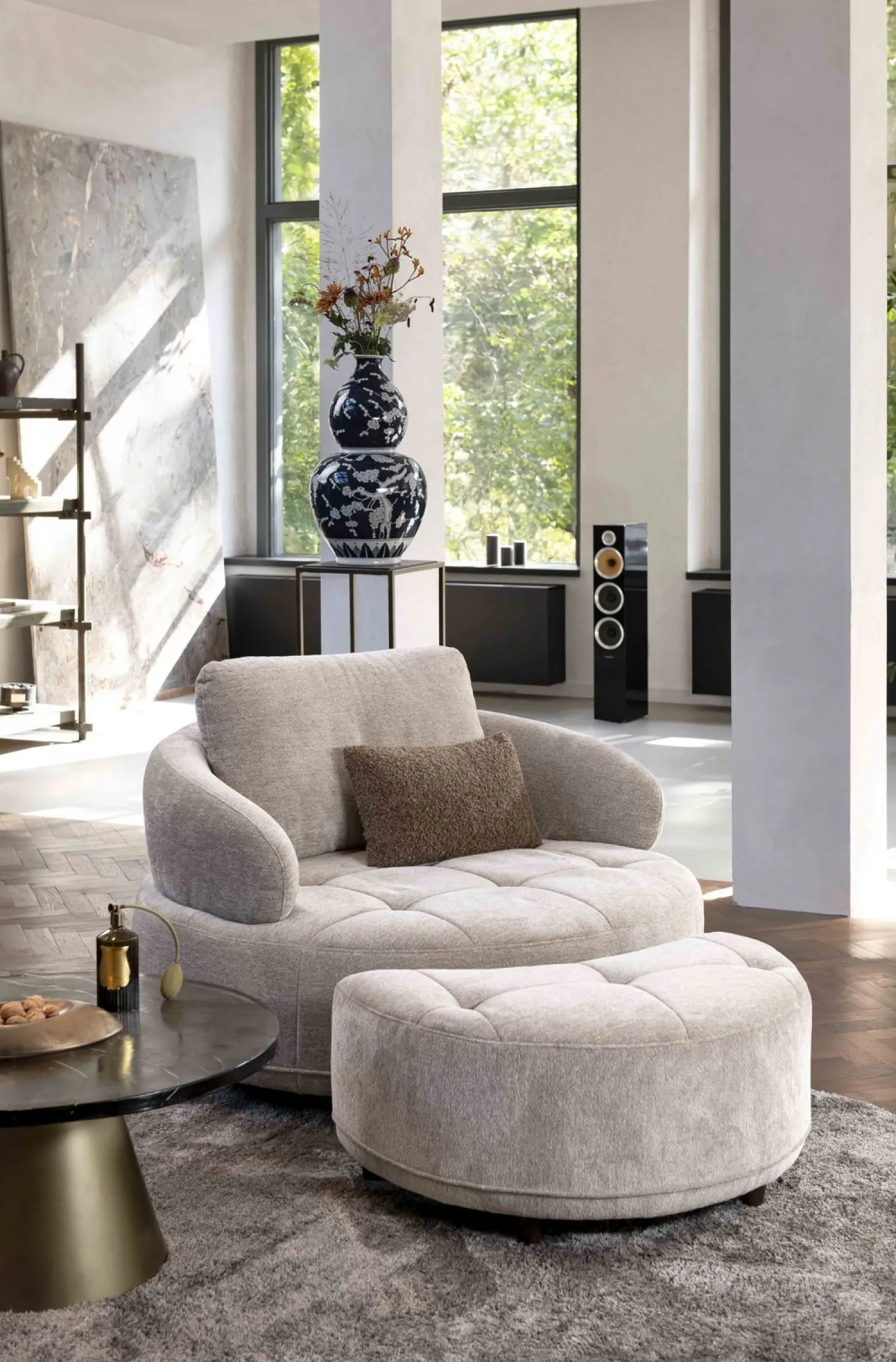 Ronde Fauteuils-Henders en Hazel Borgia Draaifauteuil Champagne