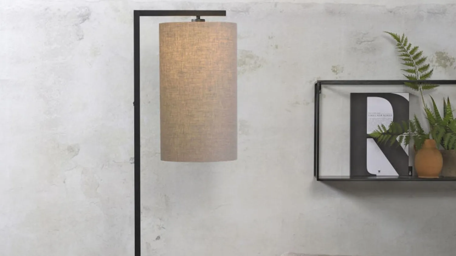 Industriële Vloerlampen|Vloerlampen-It's about RoMi Boston Vloerlamp Donker Linnen