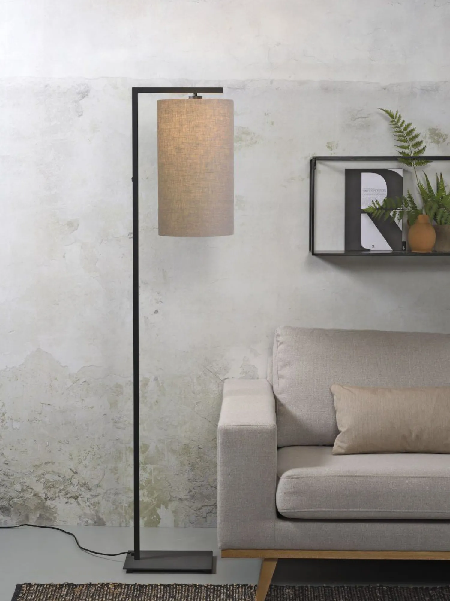 Industriële Vloerlampen|Vloerlampen-It's about RoMi Boston Vloerlamp Donker Linnen